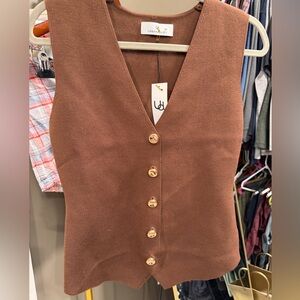 Urban Daizy Brown Button-Up Vest Medium New